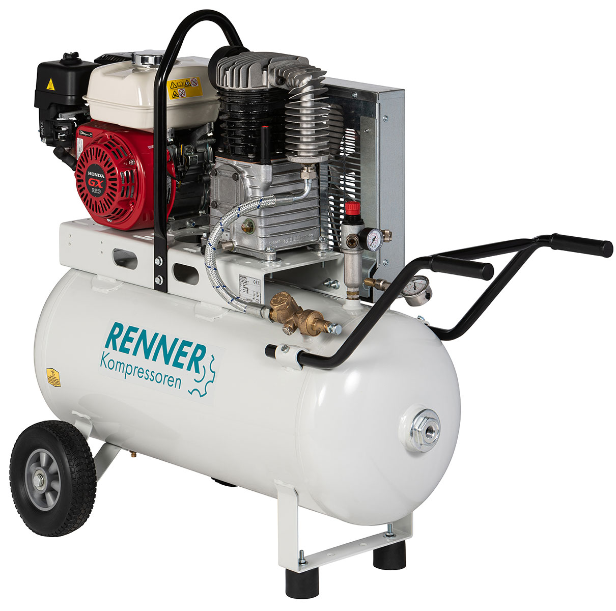 RENNER REKO 560/90 VM Mobile Piston Compressor 4.0 kW With Gasoline Motor, 10 Bar, 90 Liter