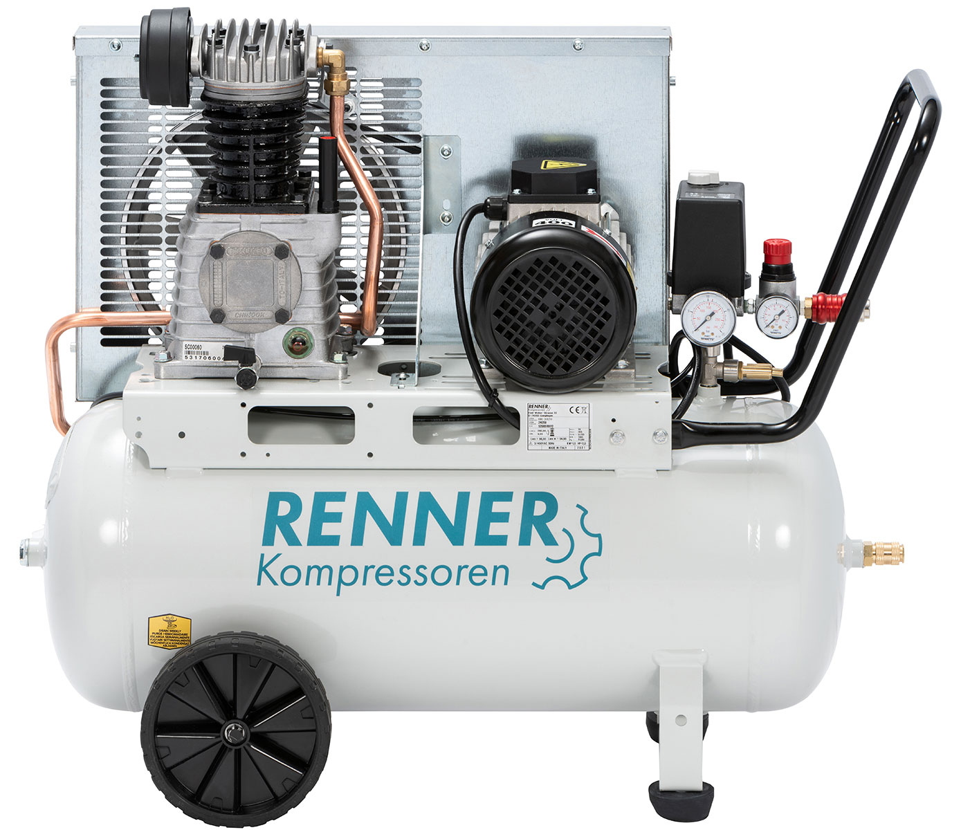 RENNER REKO Mobile Piston Compressor 1.5 - 4.0 kW For Industry And Craft, 10-11 Bar, 50-90 Liters